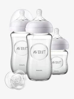 Kit Nouveau-né : 3 Biberons En Verre + Sucette Philips AVENT Natural Transparent - Philips Avent -Hape Boutique kit nouveau ne 3 biberons en verre sucette philips avent natural 2