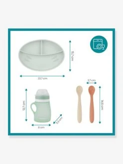 Kit Repas Silicone BABYMOOV Grow’Isy Vert/terracotta - Babymoov -Hape Boutique kit repas silicone babymoov growisy 5