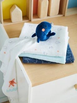 Les 3 Langes En Gaze De Coton Eau Salée Bleu - Vertbaudet 6 Les 3 Langes En Gaze De Coton Eau Salée Bleu - Vertbaudet -Hape Boutique les 3 langes en gaze de coton eau salee 2