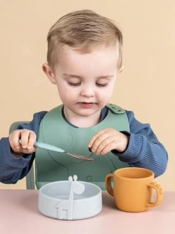 Lot De 2 Bavoirs Avec Récupérateur DONE BY DEER Peekaboo Eléphant En Silicone Vert Clair + Vert Foncé - Done By Deer -Hape Boutique lot de 2 bavoirs avec recuperateur done by deer peekaboo elephant en silicone 5