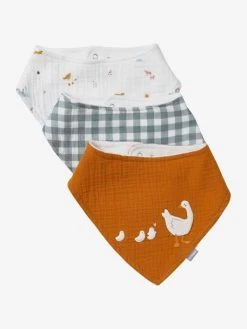 Lot De 3 Bavoirs Bandanas En Gaze De Coton Lot Vert Panda - Vertbaudet -Hape Boutique lot de 3 bavoirs bandanas en gaze de coton 4