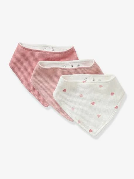 Lot De 3 Bavoirs Bandanas En Nid D'abeille Imprimé Coeurs - Vertbaudet 1 Lot De 3 Bavoirs Bandanas En Nid D'abeille Imprimé Coeurs - Vertbaudet