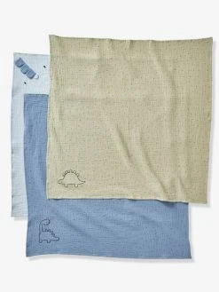 Lot De 3 Langes En Gaze De Coton PETIT DINO Bleu - Vertbaudet -Hape Boutique lot de 3 langes en gaze de coton petit dino 2
