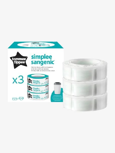 Lot De 3 Recharges Pour Poubelle à Couches Simplee Tommee Tippee SANGENIC En Plastique Recyclé Blanc - Tommee Tippee 1 Lot De 3 Recharges Pour Poubelle à Couches Simplee Tommee Tippee SANGENIC En Plastique Recyclé Blanc - Tommee Tippee