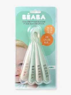 Lot De 4 Cuillères 1er âge BEABA Soft Sans BPA Bleu/gris/ocre - Beaba -Hape Boutique lot de 4 cuilleres 1er age beaba soft sans bpa 3