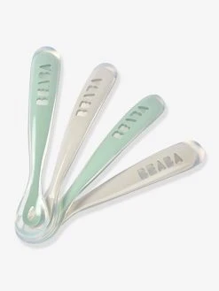 Lot De 4 Cuillères 1er âge BEABA Soft Sans BPA Bleu/gris/ocre - Beaba -Hape Boutique lot de 4 cuilleres 1er age beaba soft sans bpa 4