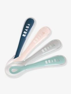 Lot De 4 Cuillères 2ème âge BEABA Soft Sans BPA Blue/ Pink/ Mist/ Green - Beaba