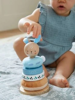 Pyramide à Empiler Tissu Et Bois FSC® Bleu - Vertbaudet -Hape Boutique pyramide a empiler tissu et bois fsc 2