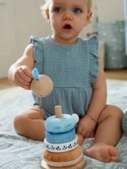 Pyramide à Empiler Tissu Et Bois FSC® Bleu - Vertbaudet -Hape Boutique pyramide a empiler tissu et bois fsc 4