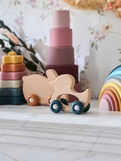 Set De 2 Animaux à Roulettes En Bois Et Silicone Orange - Vertbaudet -Hape Boutique set de 2 animaux a roulettes en bois et silicone 2