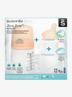 Starter Set Biberon Zero.Zero 180ml SUAVINEX Rose Clair Uni Avec Decor - Suavinex