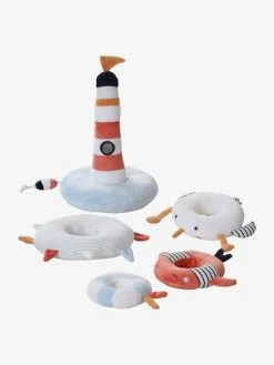 Tour à Empiler En Tissu LEON SUR LE PONTON Multicolore - Vertbaudet -Hape Boutique tour a empiler en tissu leon sur le ponton 3